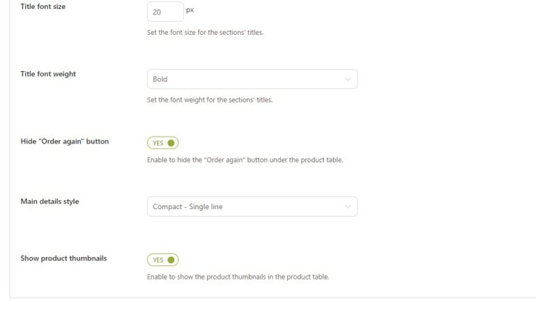 Customization - Order details