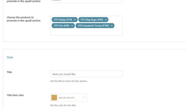 Customization - Upsells