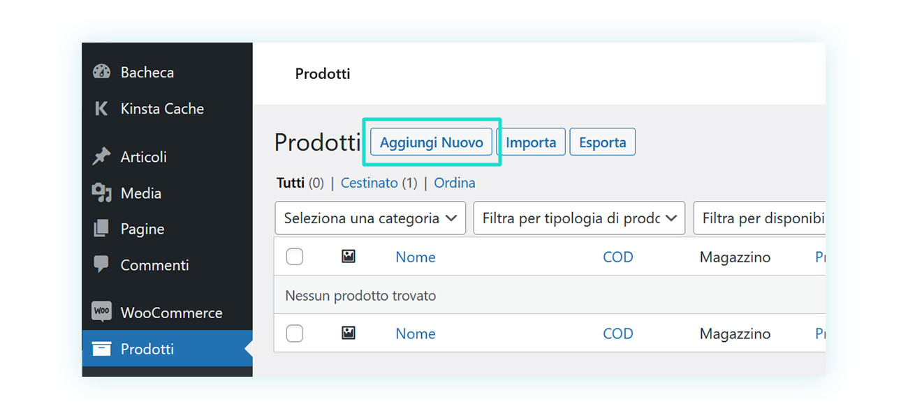 Aggiungi Nuovo Prodotto su WooCommerce