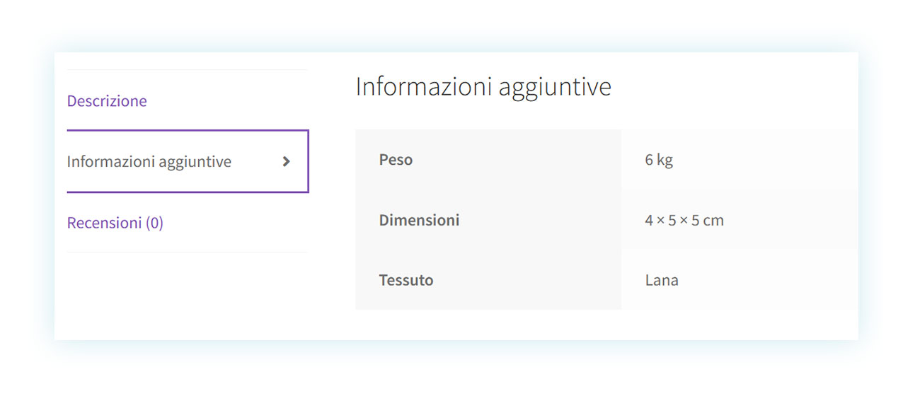 Peso e dimensioni del prodotto