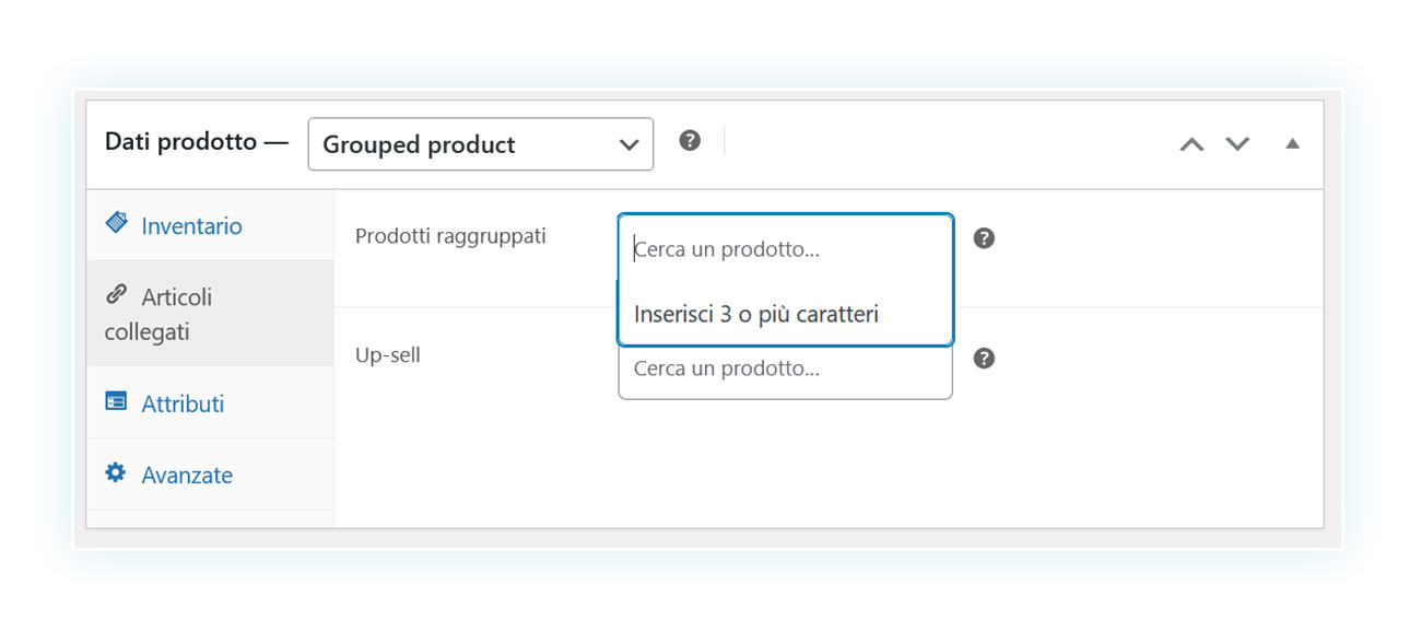 Ricerca dei prodotti da raggruppare