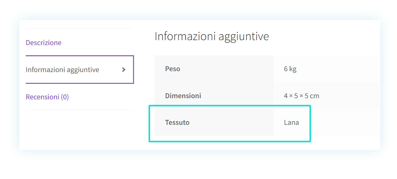 Visualizzazione degli attributi personalizzati