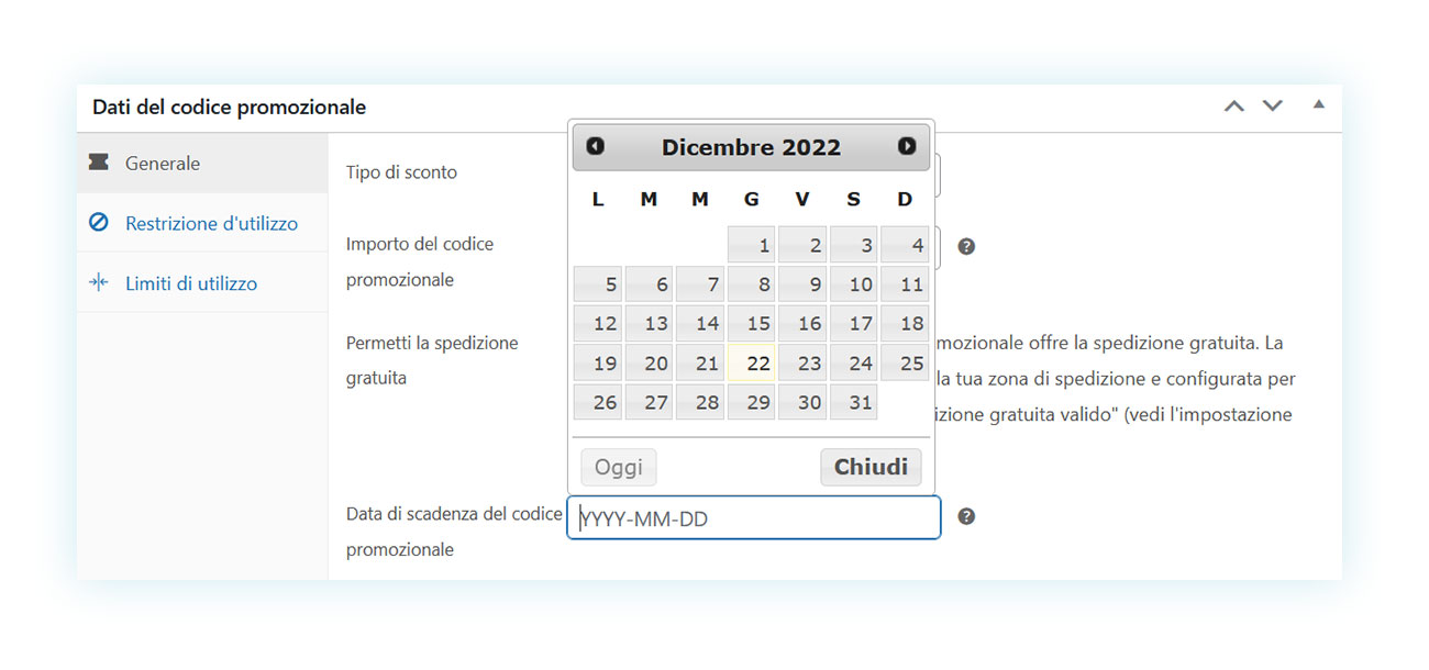 Data di scadenza del codice promozionale