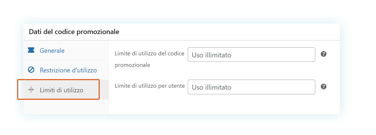 Limiti di utilizzo