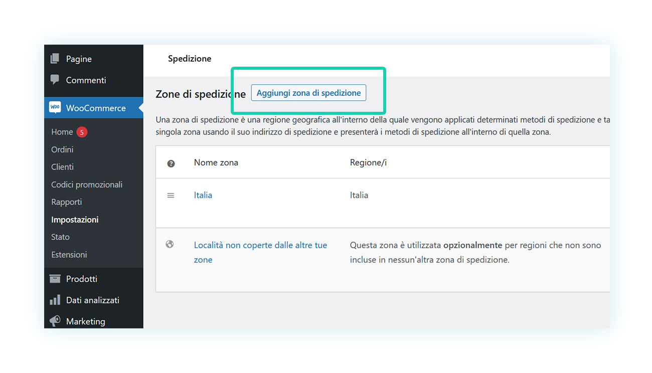 Impostare la spedizione gratuita su Woocommerce