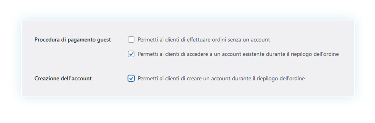 permetti creazione account in WooCommerce