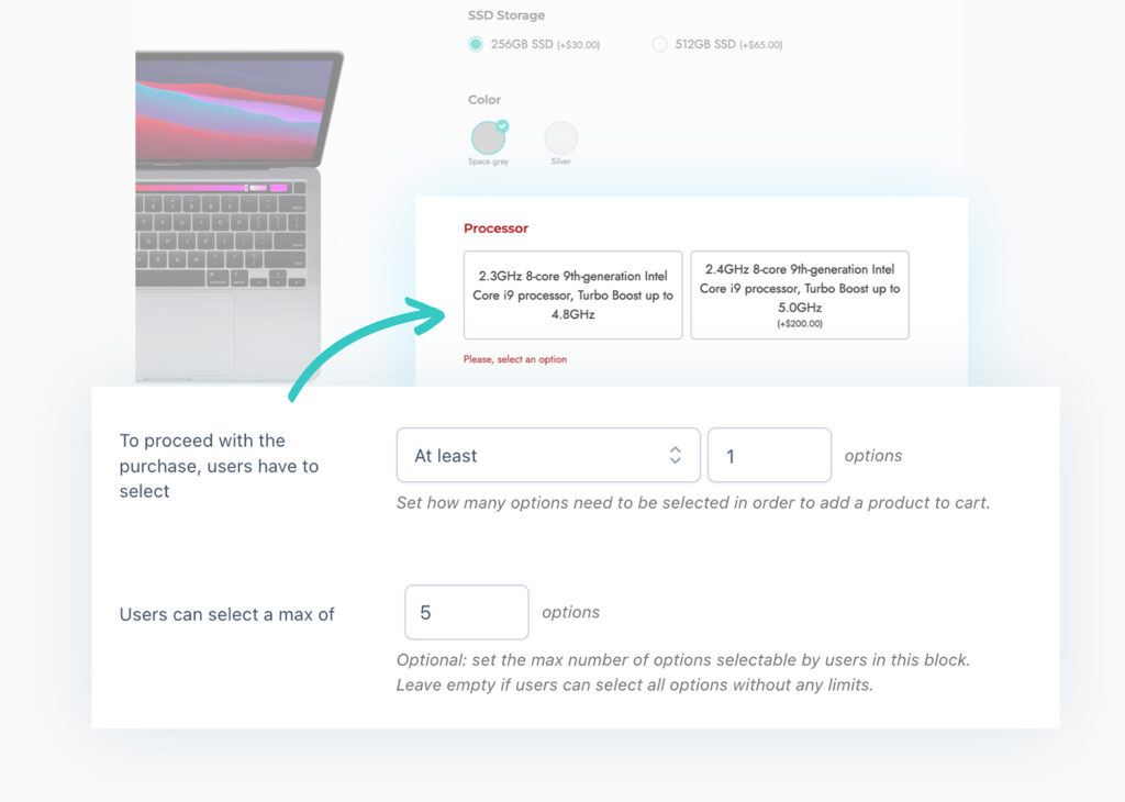 Option quantity rules