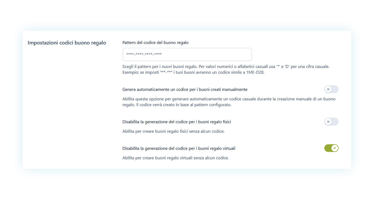 Impostazioni di WooCommerce per la generazione dei codici dei coupon