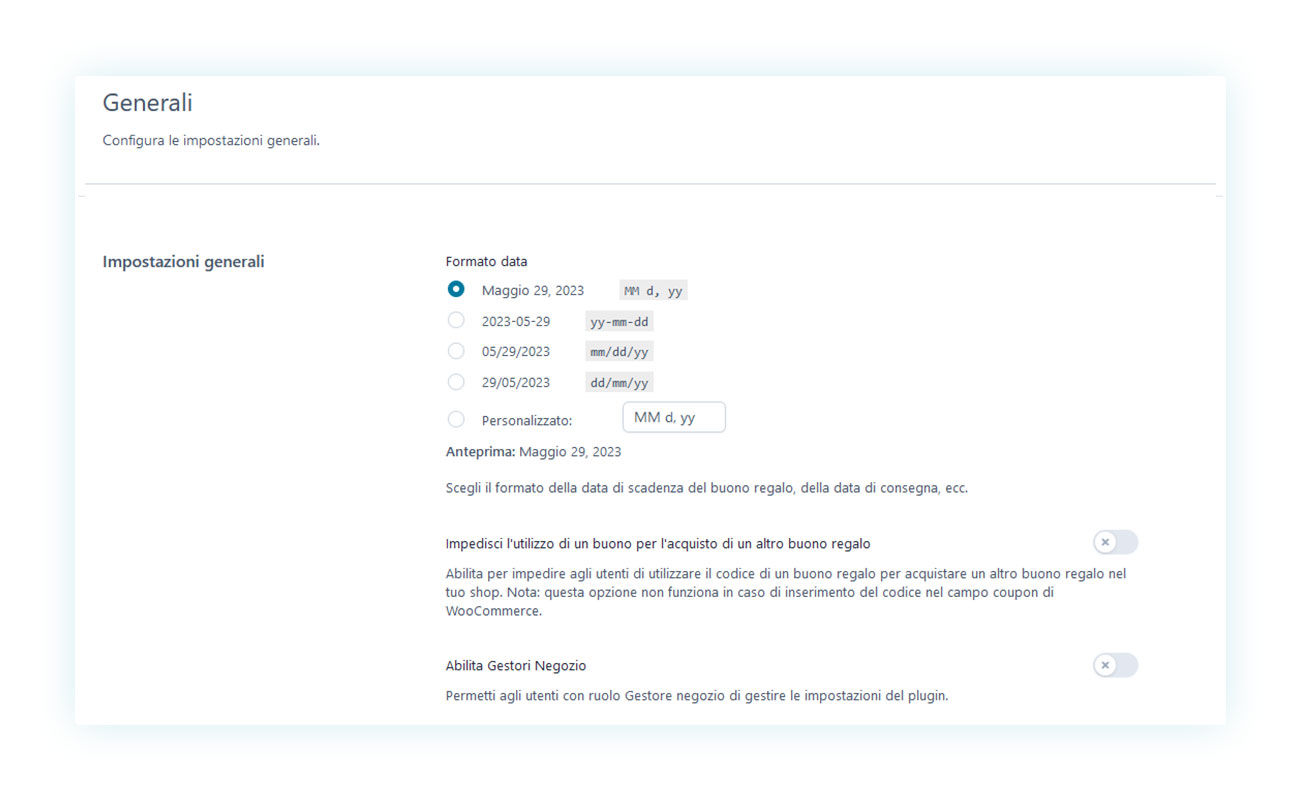 Impostazioni generali del plugin di WooCommerce