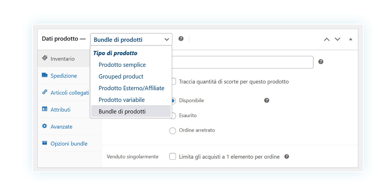 Tipologia di prodotto introdotta dal plugin