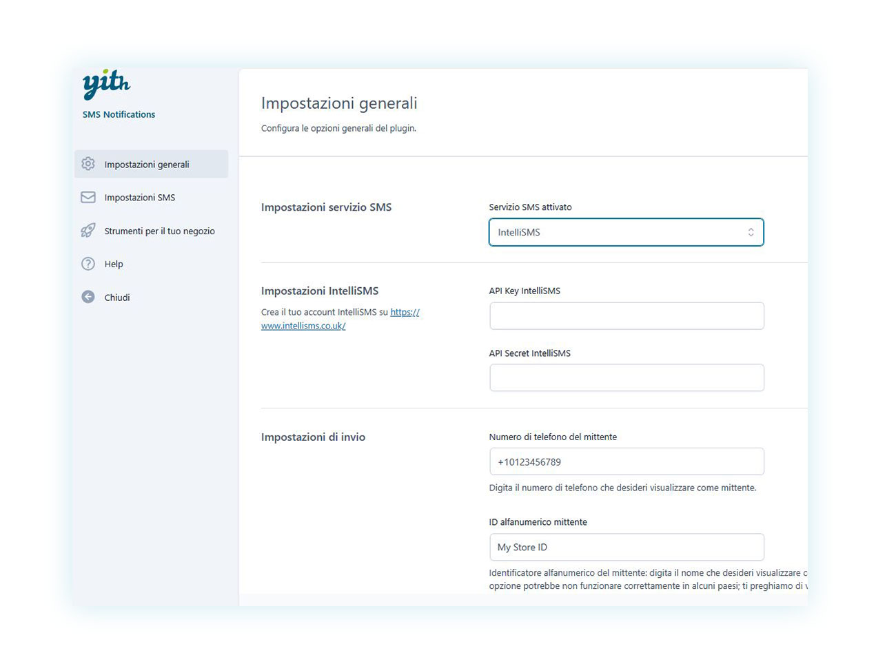 Impostazioni generali del plugin