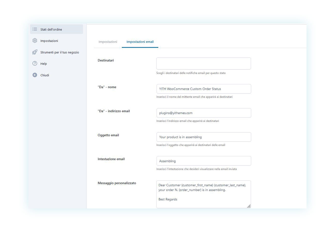 Email inviata al cliente