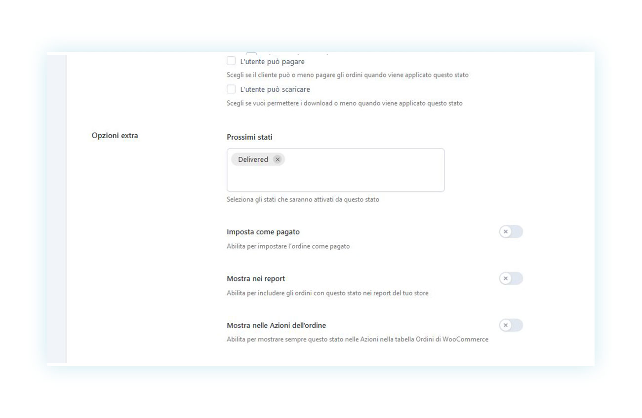 Prossimi stati creato dal plugin