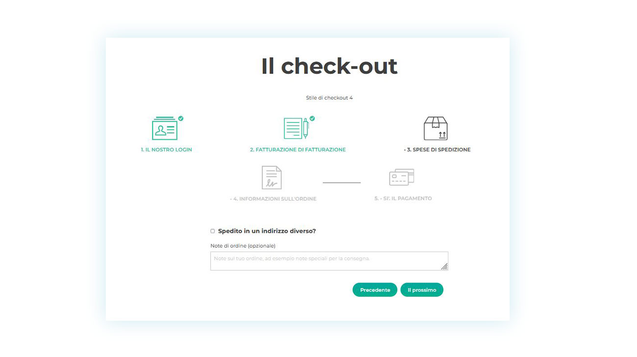 Checkout process in più passaggi creato dal plugin