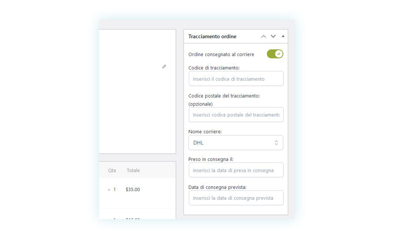 Dati per il tracciamento dei prodotti