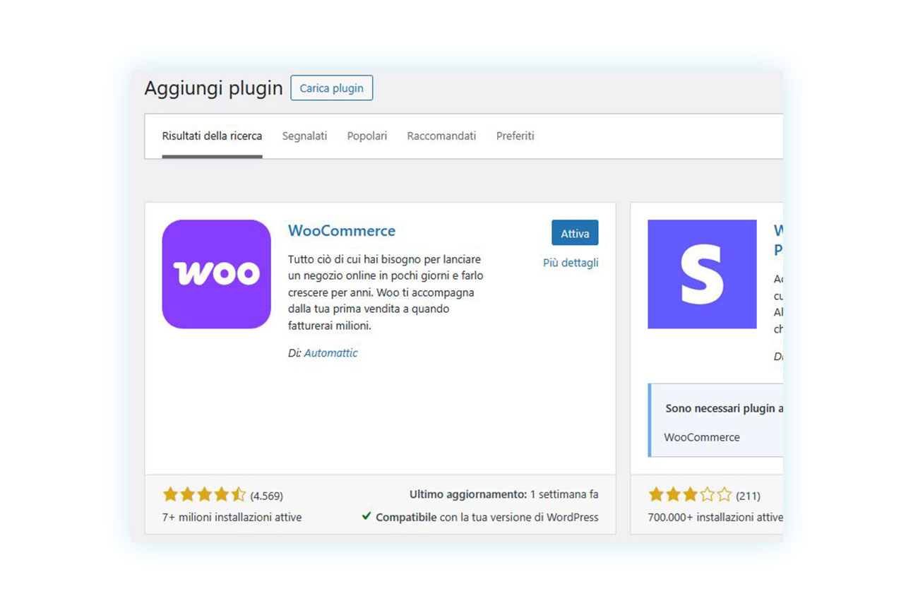 Installazione del plugin di WooCommerce