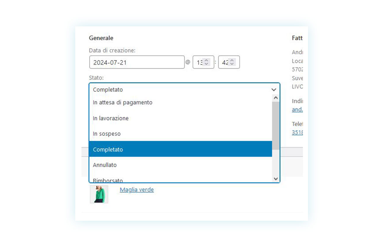 Stati ordine originali di WooCommerce