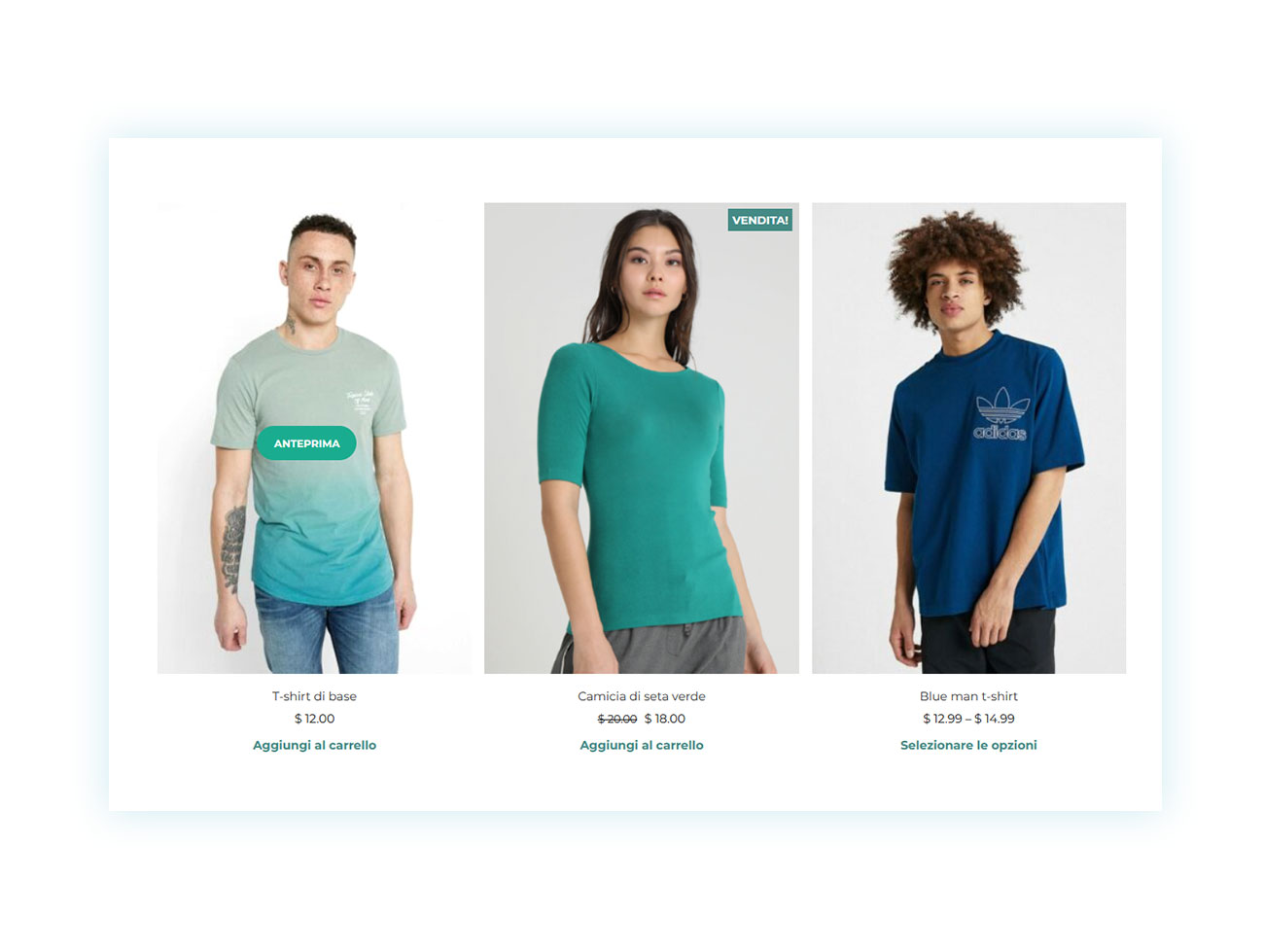 Prodotto con pulsante di anteprima aggiuntivo