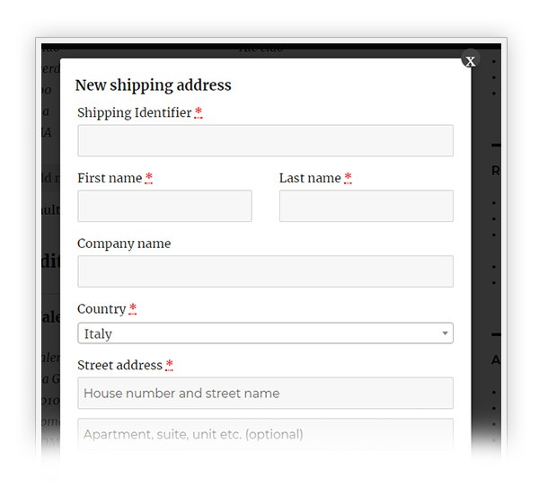 Edit new shipping address