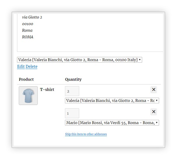 Split products for multiple shipping