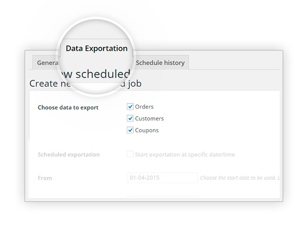 data exportation tab