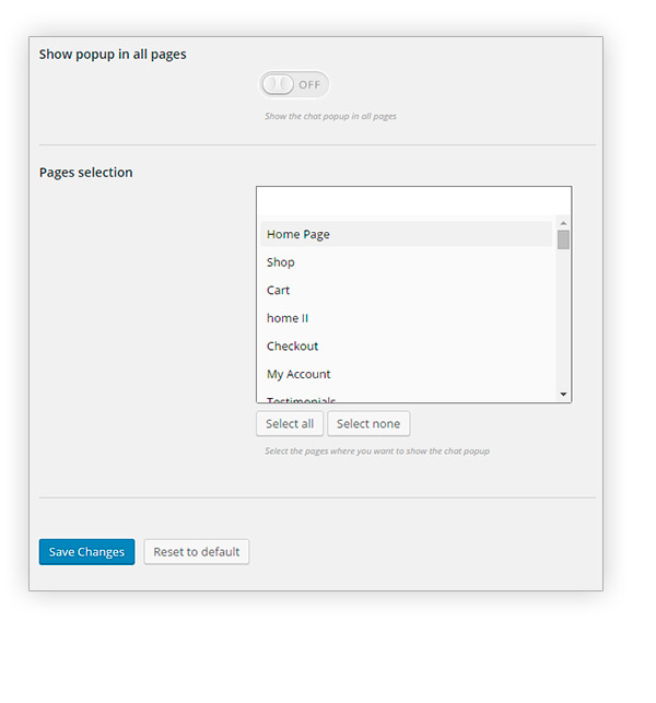 Pages selection