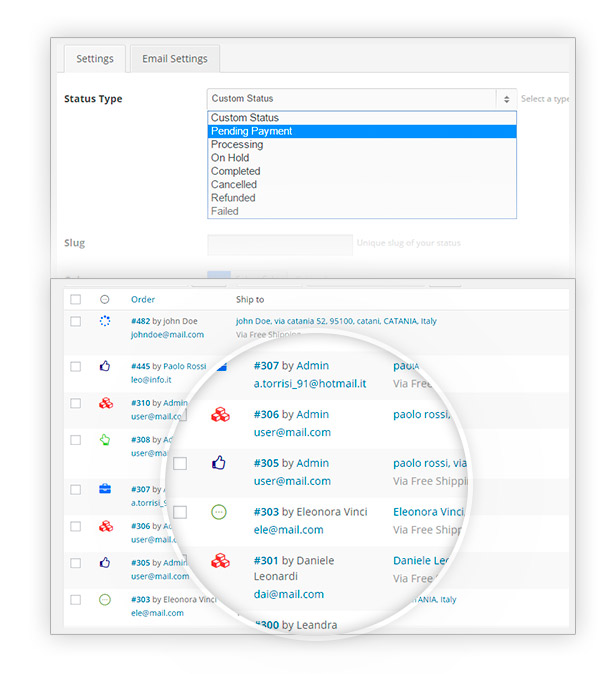 Status do pedido WooCommerce