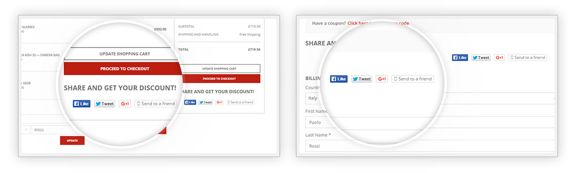 Cart and Checkout page