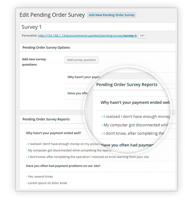 Pending Order Survey Answers