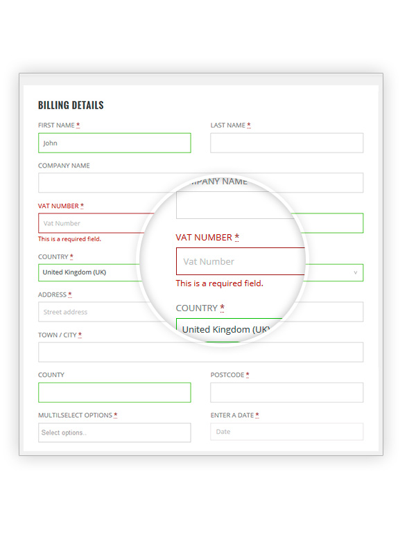 Required fields