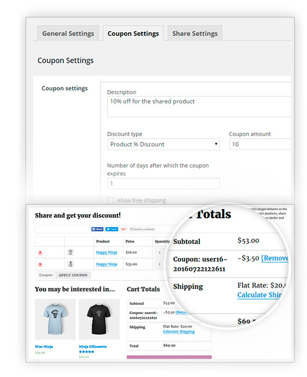 Coupon applied in cart page
