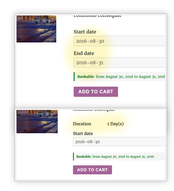 Booking duration