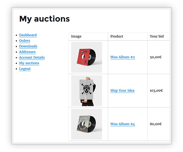 My auctions