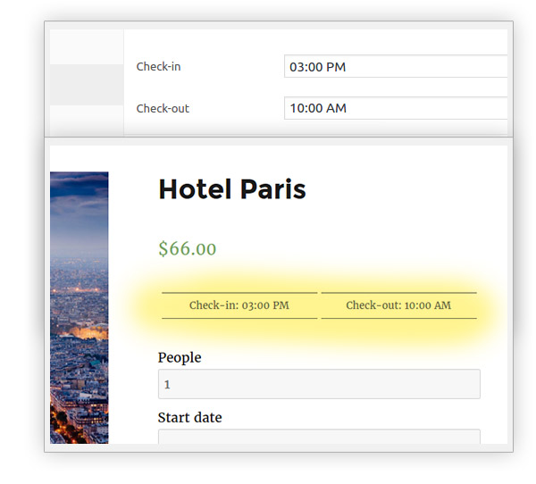 Check-in and Check-out informations
