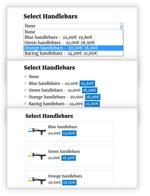 Layout for selected products