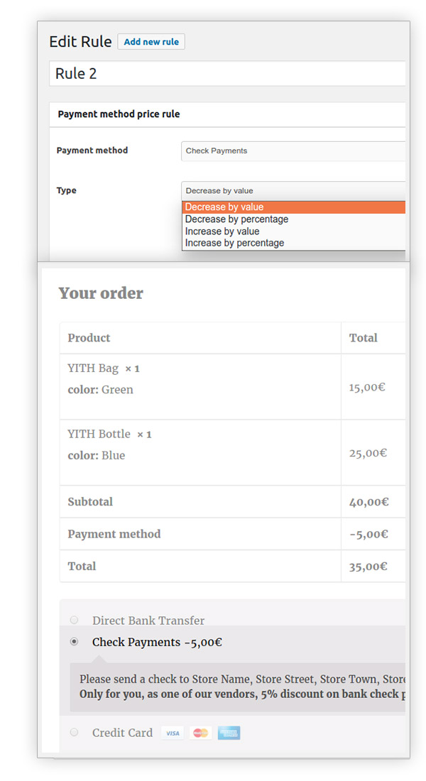 Increase or decrease cart value