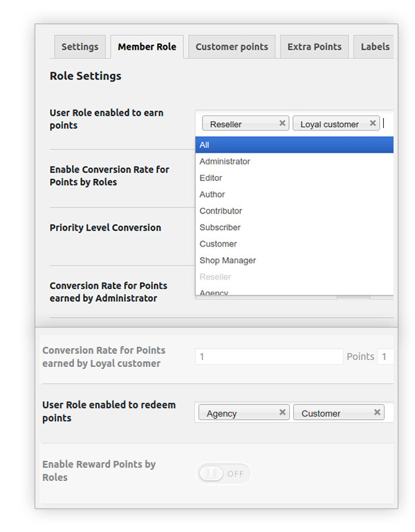 Member role settings