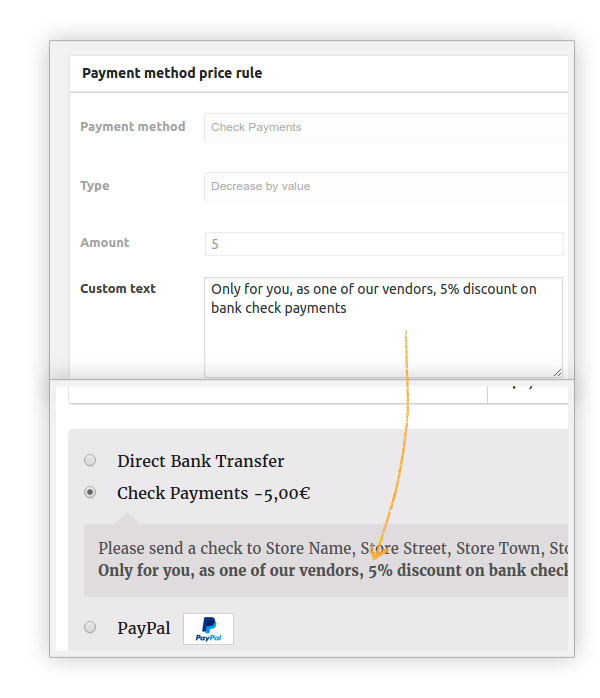 Custom text for payment method