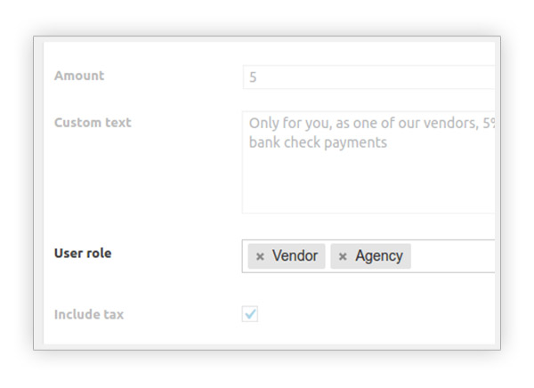 User role for payment rule