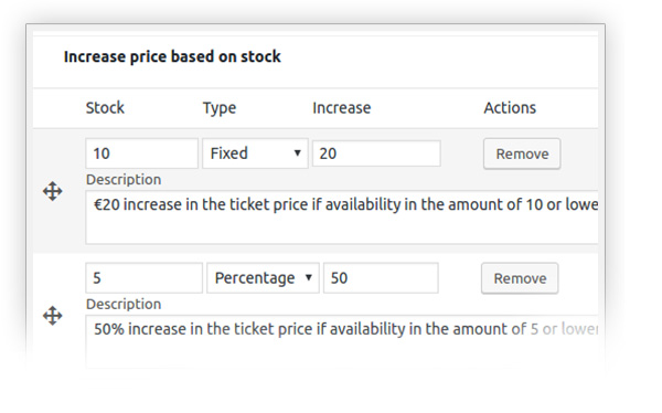 Increase price based on stock