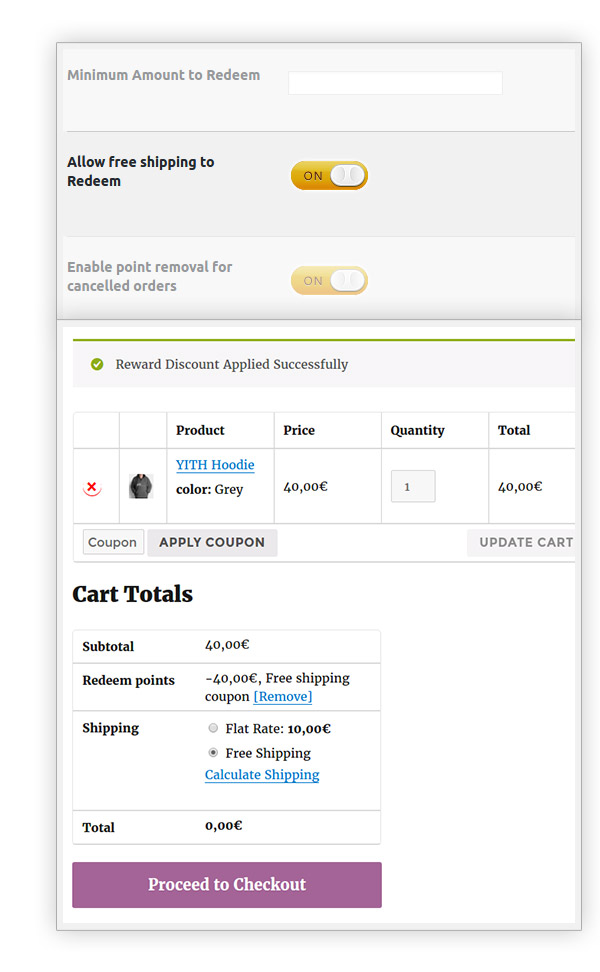 Allow free shipping to redeem