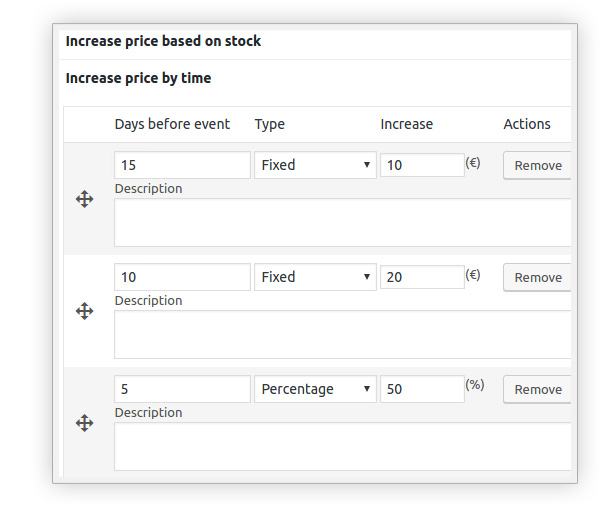 Increase price by time