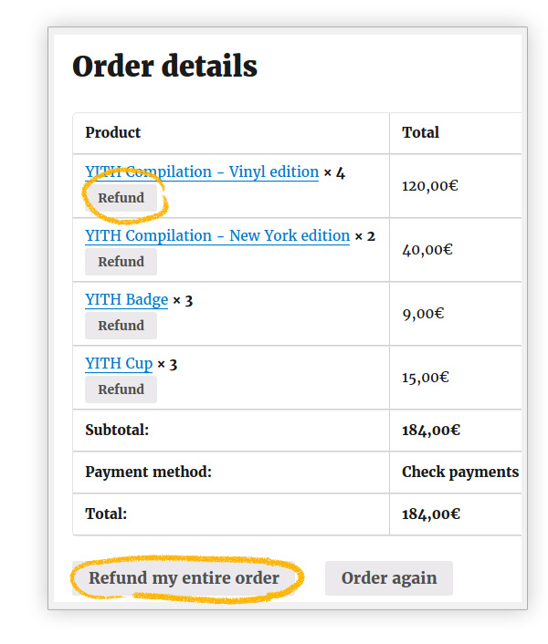 Allow refund on order or all order