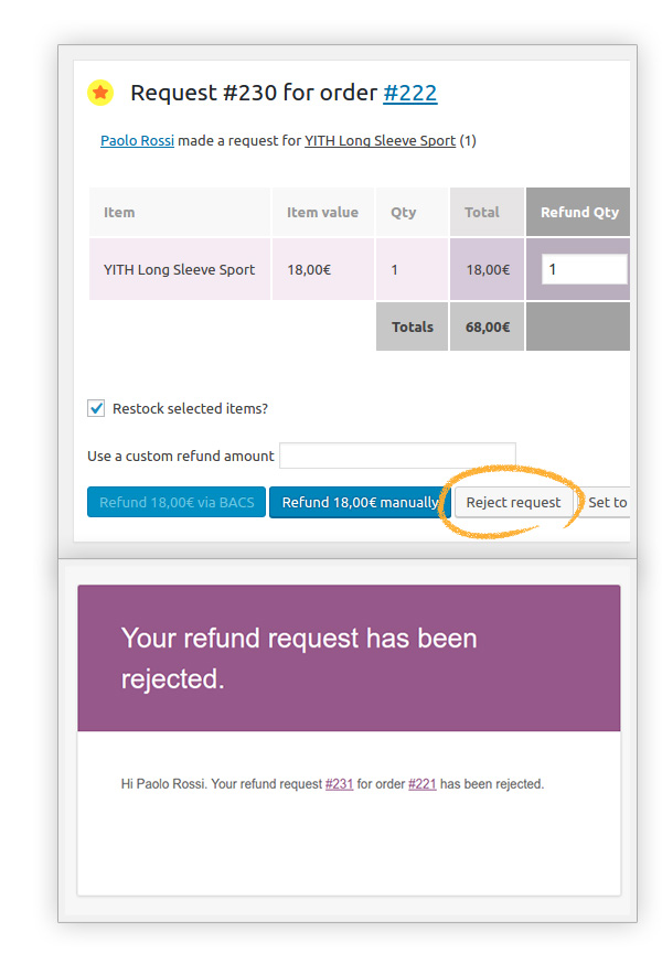 Reject refund