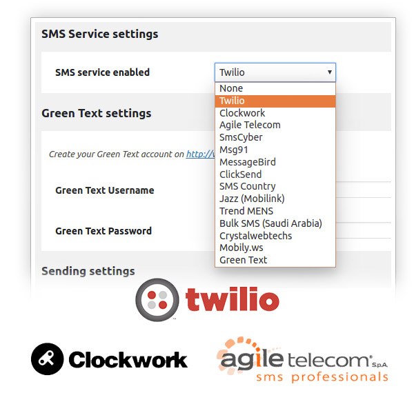 SMS service enabled