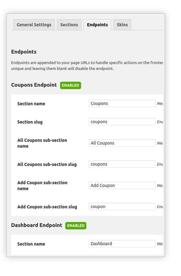 Configurações de endpoints