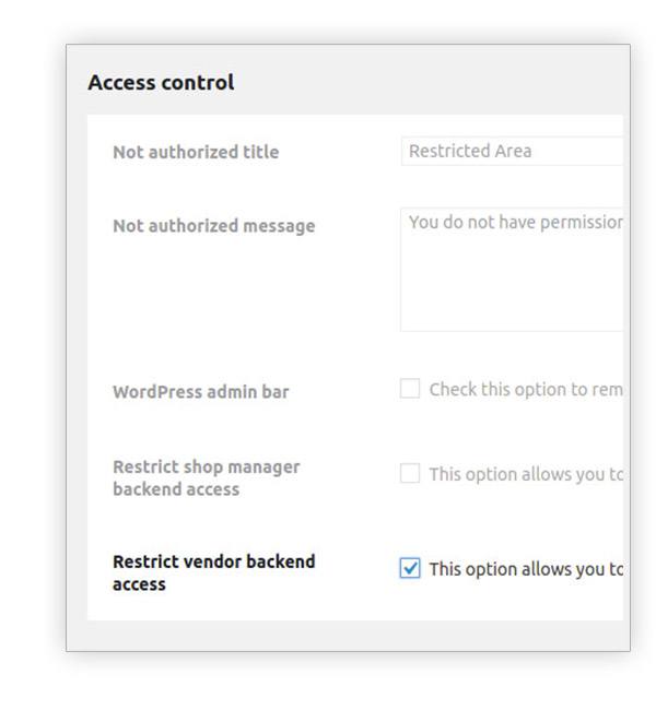 Restrict vendor backend access