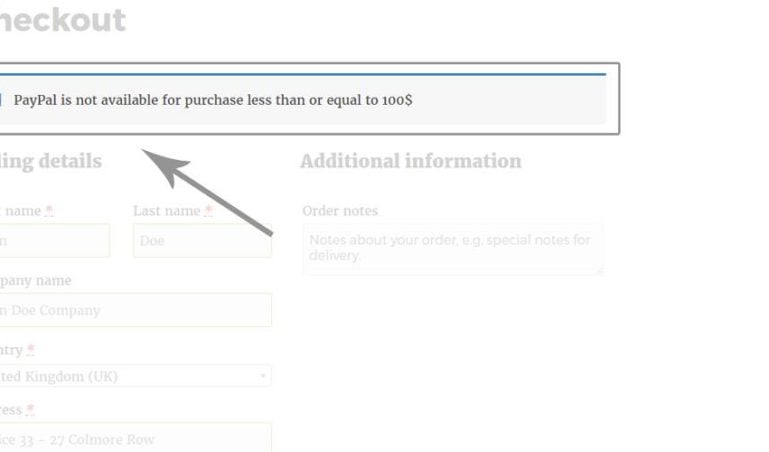 Custom message in checkout page