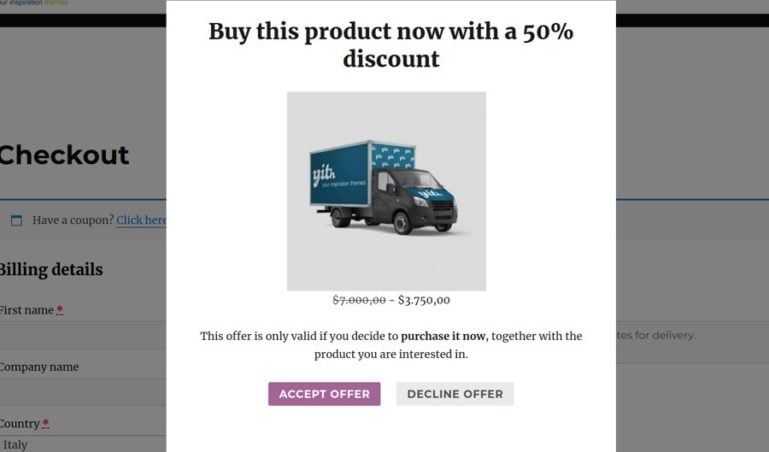 Offer in popup