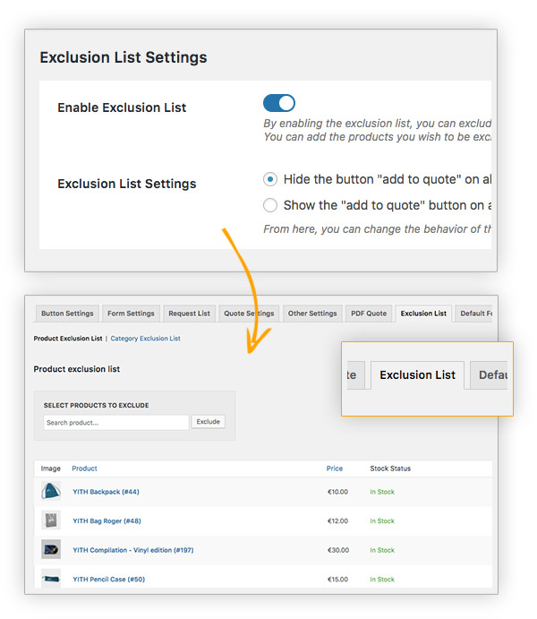 Exclusion list - show or hide products